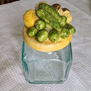 Garlic mushrooms onions pickles vintage mason jar great vintage condition